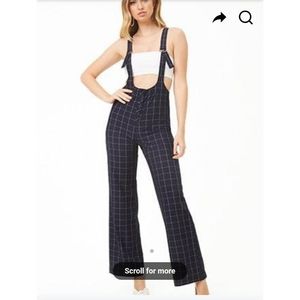 Forever 21 NWT Navy Grid Print Suspender P…